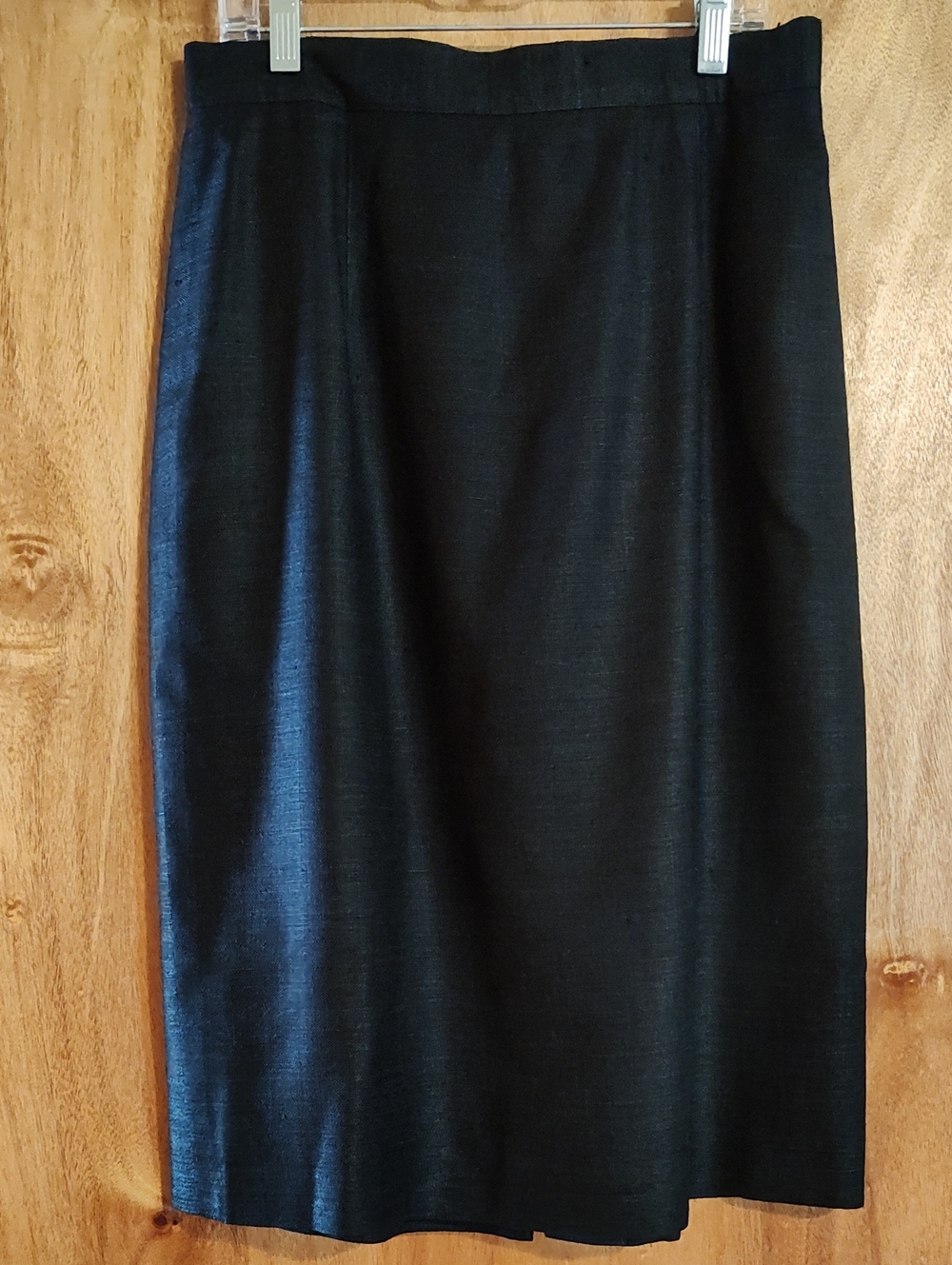 90s Vintage Jos.A.Bank 100% Silk Pencil Skirt Navy Blue Tailored Careerwear 10